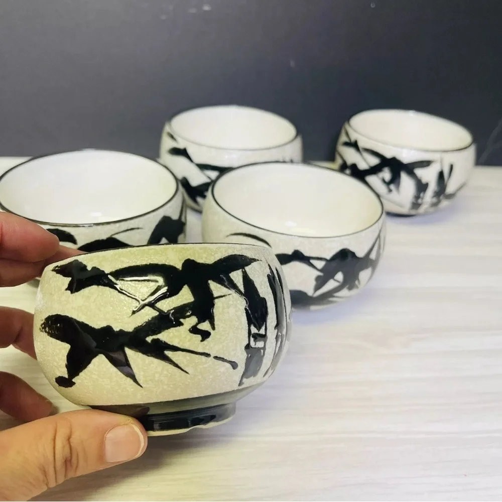 VINTAGE JAPAN HAND THROWN STUDIO ART POTTERY 5 TEA CUP 6 oz